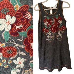Anthropologie THML Floral Embroidered Sleeveless Dress small S